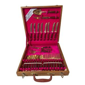 29-Piece Dessert Flatware Set-Wood and Brass-from Ben Jewelry in Thailand